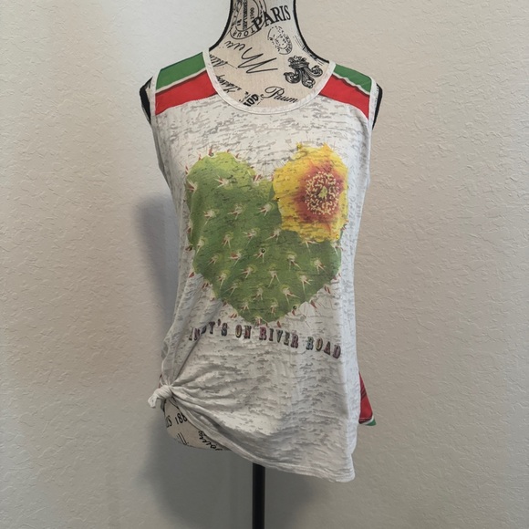 L&B Cactus Heart Tank Top with Stripes M Andy’s On River Road - Picture 8 of 9